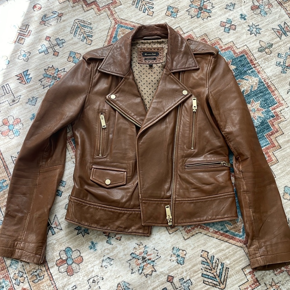 Distressed genuine leather jacket